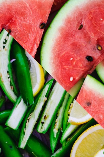 watermelon and jalapeño slices